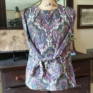 J. Crew Factory Multicolored Paisley Print Blouse Long Sleeve